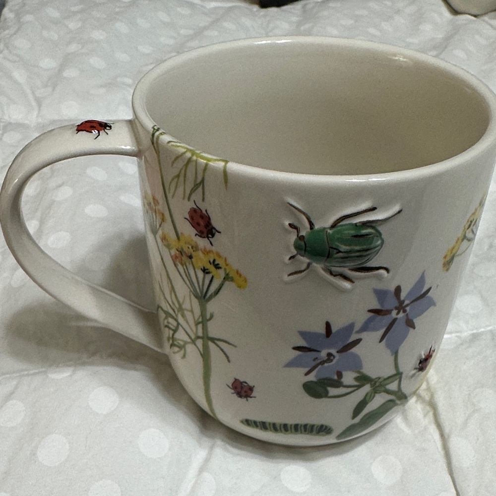 Monogram C Ceramic Mug with Floral & Bug Motif anthropologie - Picture 5 of 6